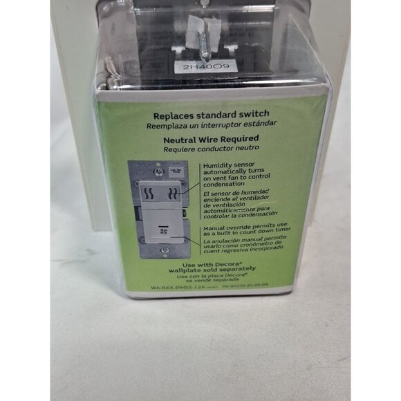 Leviton Decora Humidity Sensor/Fan Control IPHS5, White, - Picture 4 of 8